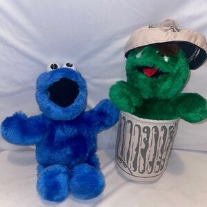 Applause Sesame Street Oscar The Grouch and Cookie Monster Plush Vintage